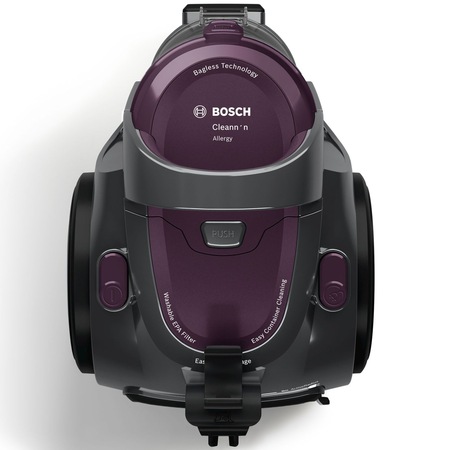 Aspirator fara sac Bosch 3A BGC05AAA1, 700W, 1.5 l, Filtru igienic PureAir, Easy Clean, Negru/Mov