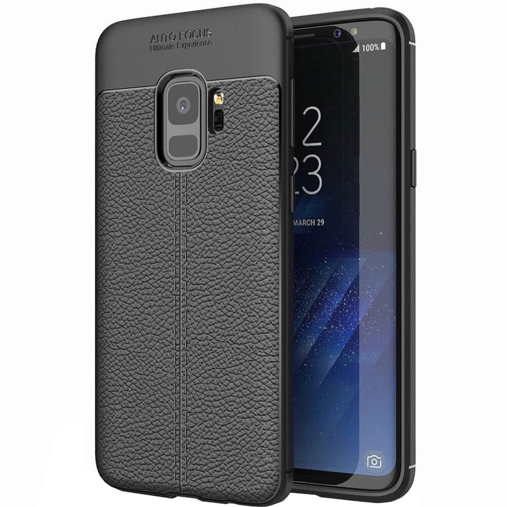 Husa de protectie silicon Leather pentru Samsung Galaxy S9, Negru