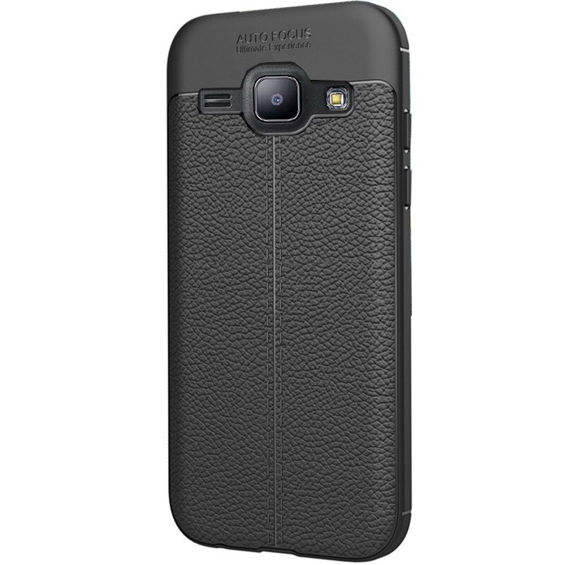 Husa de protectie silicon Leather pentru Samsung Galaxy J1 Ace, Negru