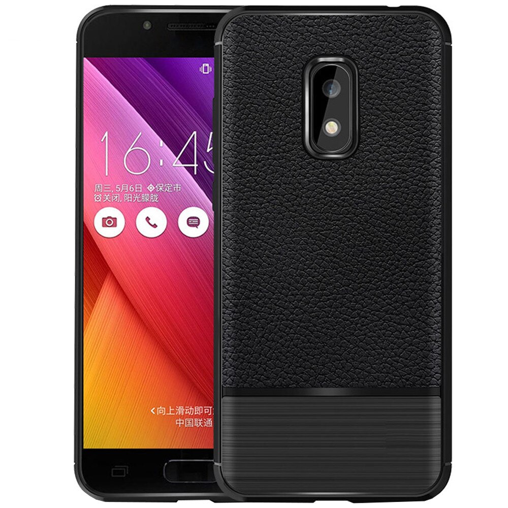 Husa de protectie silicon Leather pentru Asus Zenfone V Live (V500KL), Negru