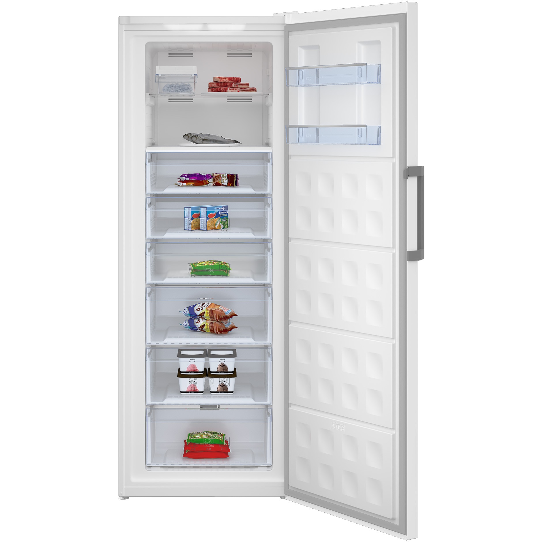 Congelator vertical Beko RFNE448E35W 404 L , clasa energetica E, compressor PRO SMART Inverter, conglare rapida, Alb