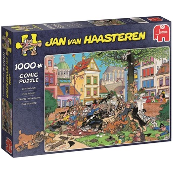 Puzzle Jumbo Jan van Haasteren Get The Cat!, 1000 piese Puzzle Jumbo Jan van Haasteren Get The Cat!, 1000 piese