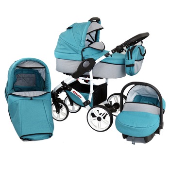 Carucior ALIVIO 3 in1 Pufinas - Turcoaz Carucior ALIVIO 3 in1 Pufinas - Turcoaz
