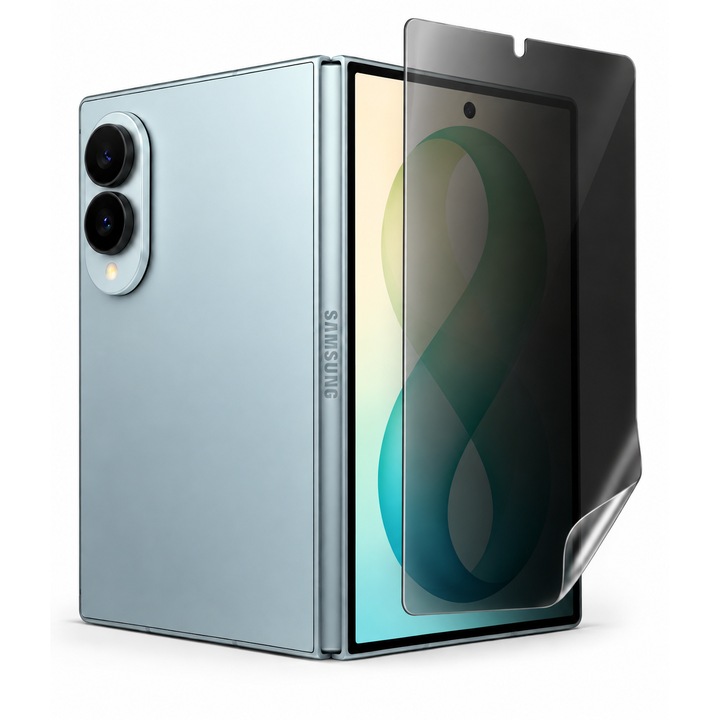 Folie de protectie ecran Privacy Hydrogel din silicon, TPU, compatibila cu Samsung Galaxy Z Fold 8, Perfect fit, acopera tot ecranul, ISAG