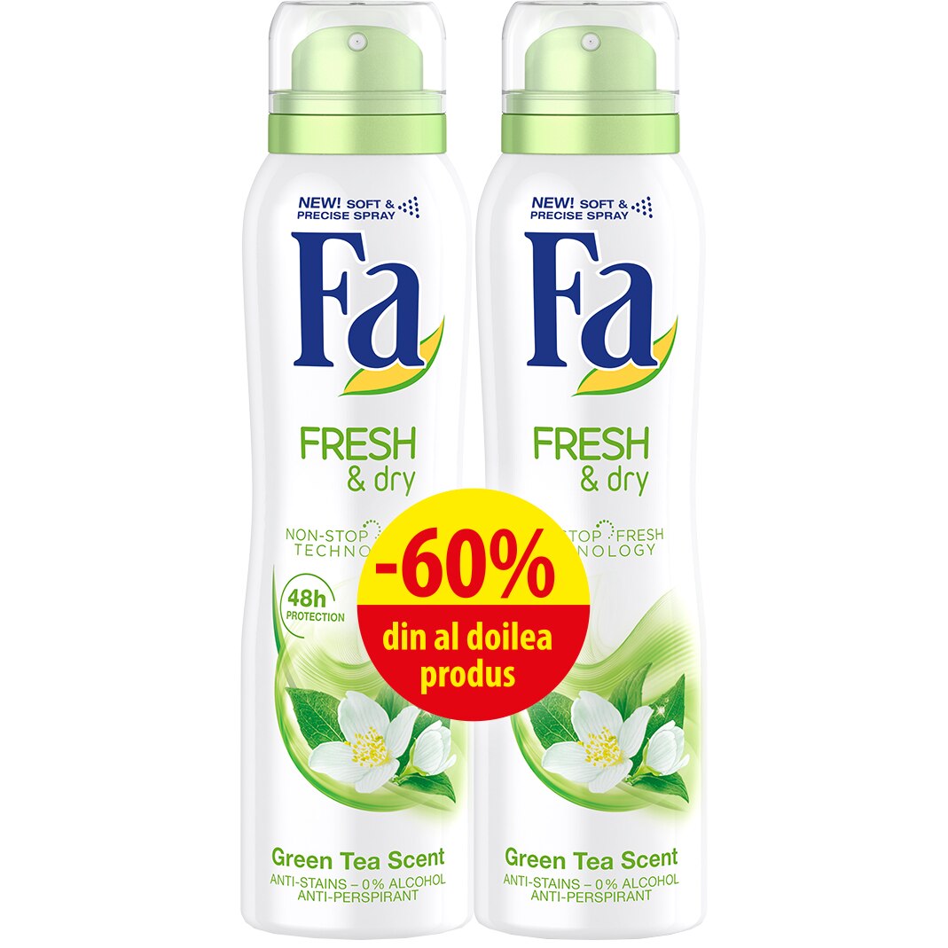 Комплект Fa: Дезодорант спрей Fresh & Dry грeen Tea, 2 x 150 мл - eMAG.bg