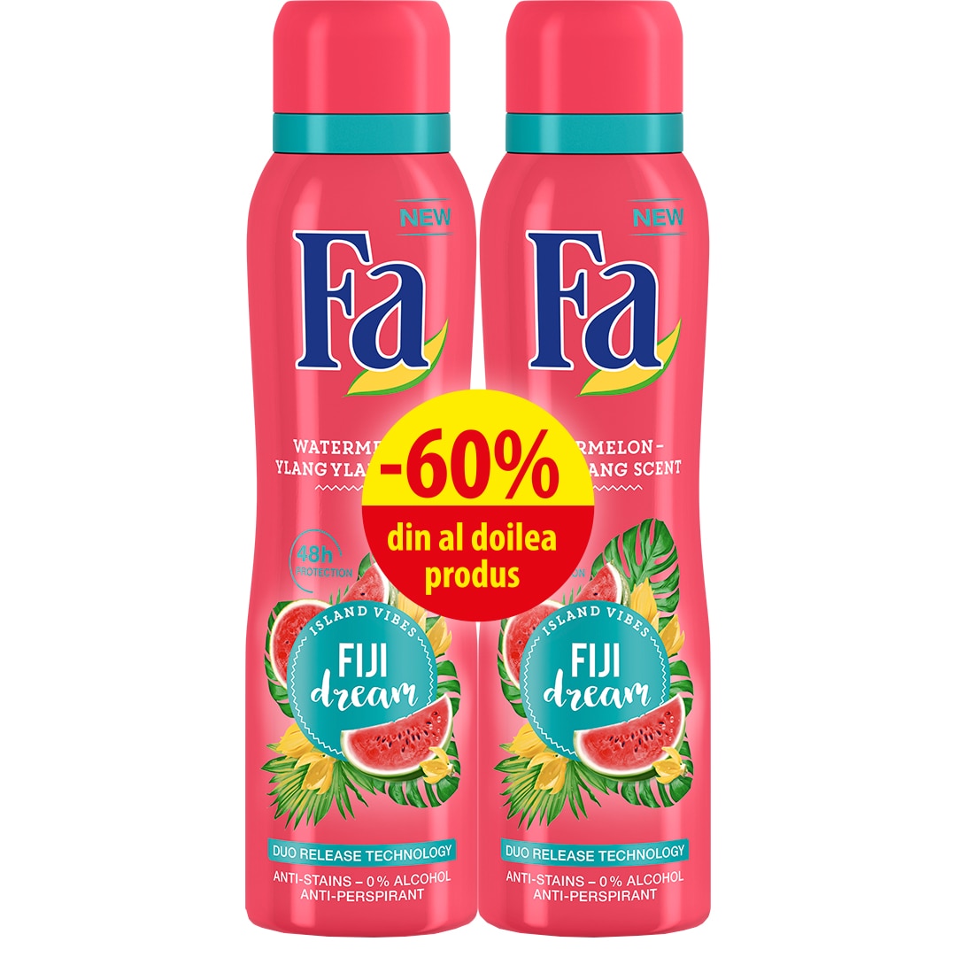 Pachet promo Fa: Deodorant spray Fiji Dream Island, 2 x 150 ml