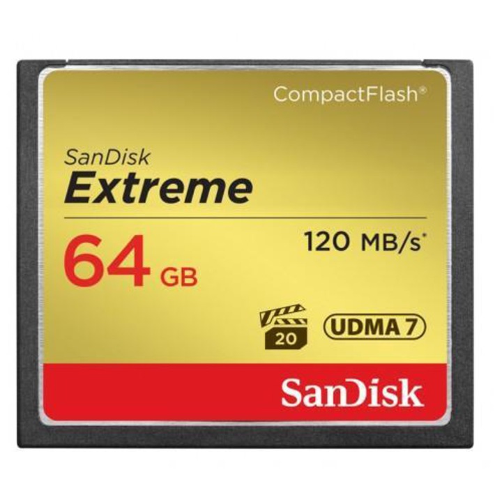 SanDisk Extreme CF карта с памет 64GB, 120MB/S, 85MB/S