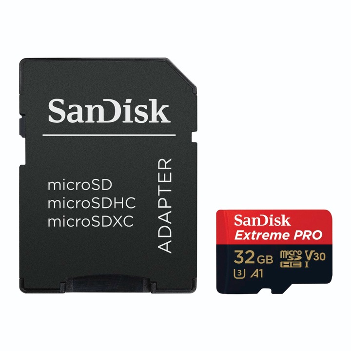 Sandisk Extreme Pro 32GB microSD (SDHC Class 10 UHS-I V30) memóriakártya adapterrel