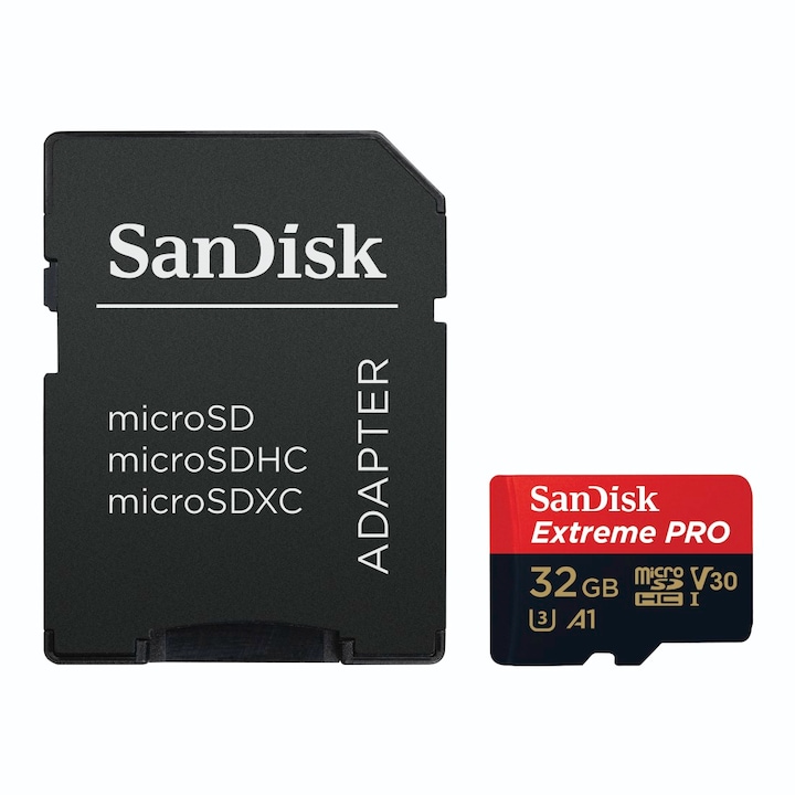 Sandisk Extreme Pro 32GB microSD (SDHC Class 10 UHS-I V30) с адаптер за карта памет