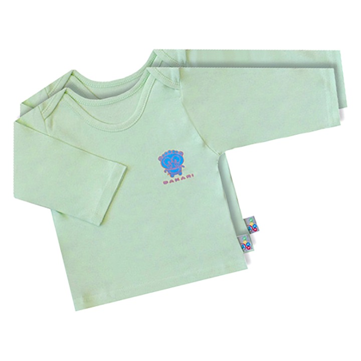2 db hosszú ujjú pamut gyerek póló, baba felső (Almazöld, 74 (9 hó))