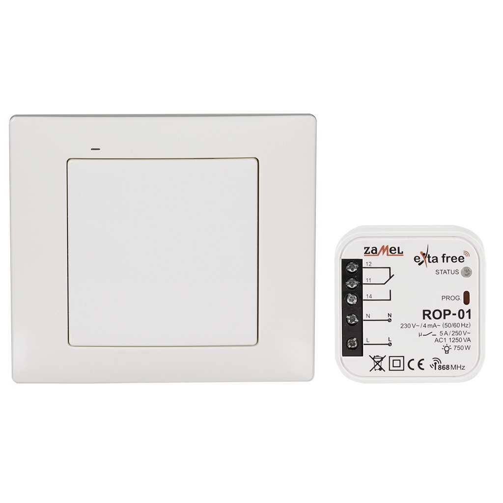 Set intrerupator si modul de control wireless ZAMEL RZB-01, Alb