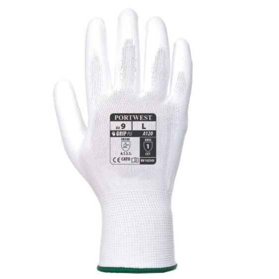 Manusi de lucru palma acoperita cu PU,A120,Culoare alb,Marime S, Portwest
