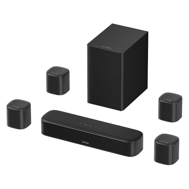 Soundbar Corenia, sistem surround 7.1, 350 W, BassMX, VoiceMX, HDMI ARC/optic/Bluetooth 6.0/Aux, negru, lungime 40 cm