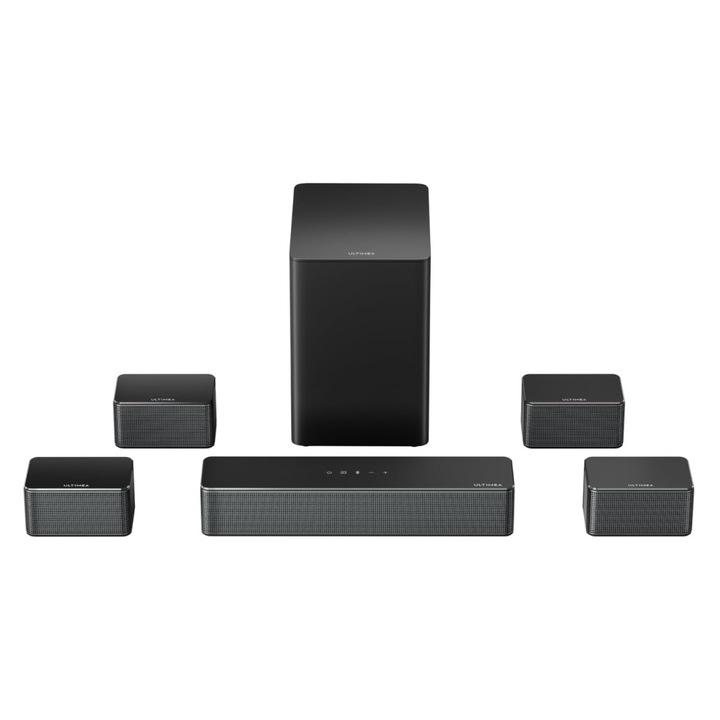 Soundbar Corenia QRE-5004733 7.1 virtual surround, subwoofer wireless 6,5 inch, metal, HDMI, optic, RCA, negru, 40 cm