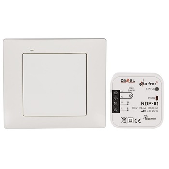 Set intrerupator si modul de control wireless ZAMEL RZB-02, Alb Set intrerupator si modul de control wireless ZAMEL RZB-02, Alb