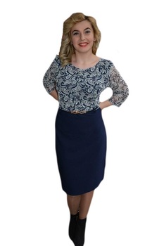 Rochie casual cu curea ingusta in talie, D&J Exclusive, Bleumarin/Alb Rochie casual cu curea ingusta in talie, D&J Exclusive, Bleumarin/Alb