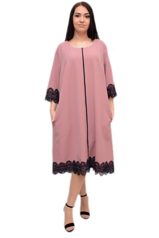 Rochie cu un design simplist, elegant cu dantela, D&J Exclusive, Plamaniu