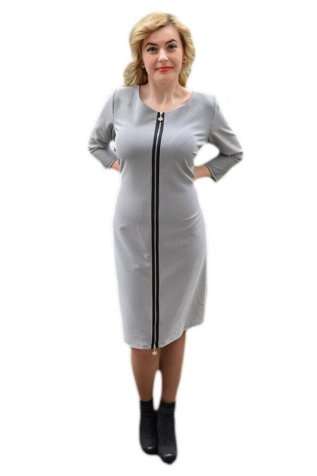 Rochie rafinata de zi cu model pepit, D&J Exclusive, Negru/Alb