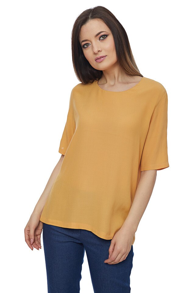 Bluza casual din vascoza galben, Galben