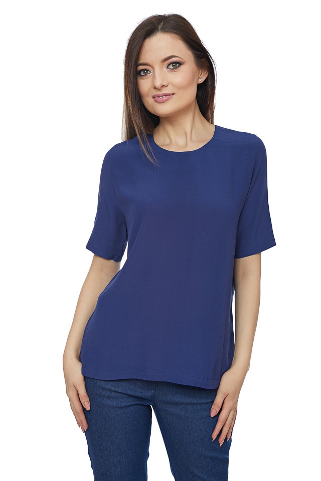 Bluza casual din vascoza albastru, Albastru
