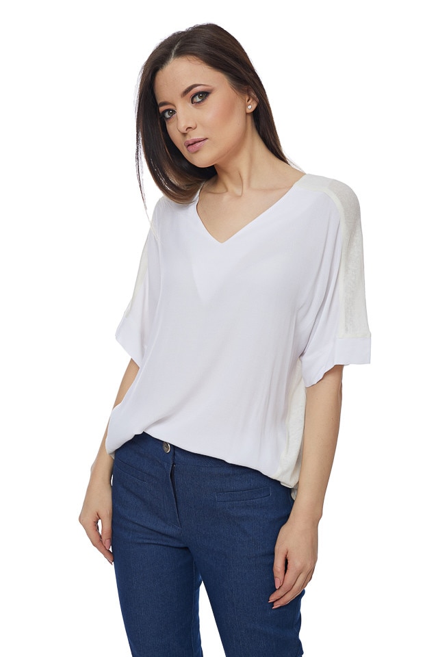 Bluza croi larg din, vascoza si spate in, alb, Alb