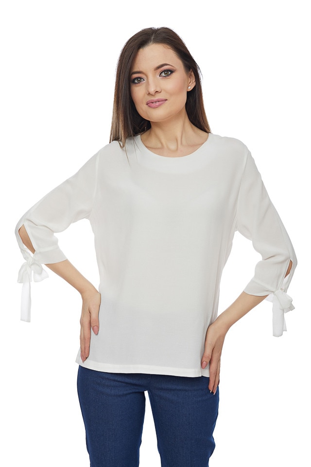 Bluza casual din vascoza alb, Alb