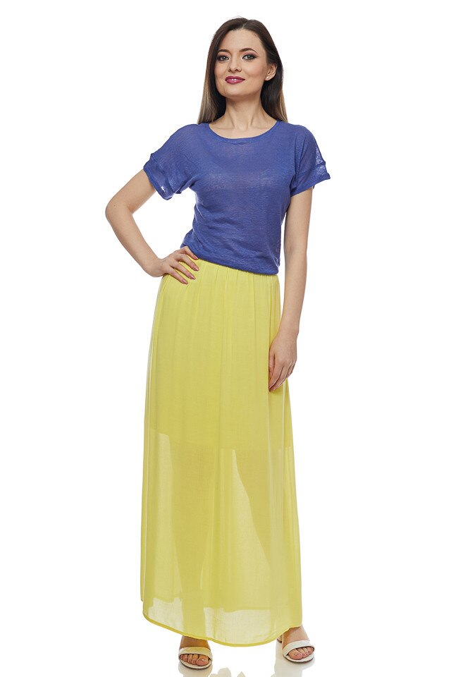 Fusta lunga din vascoza, galben, Galben