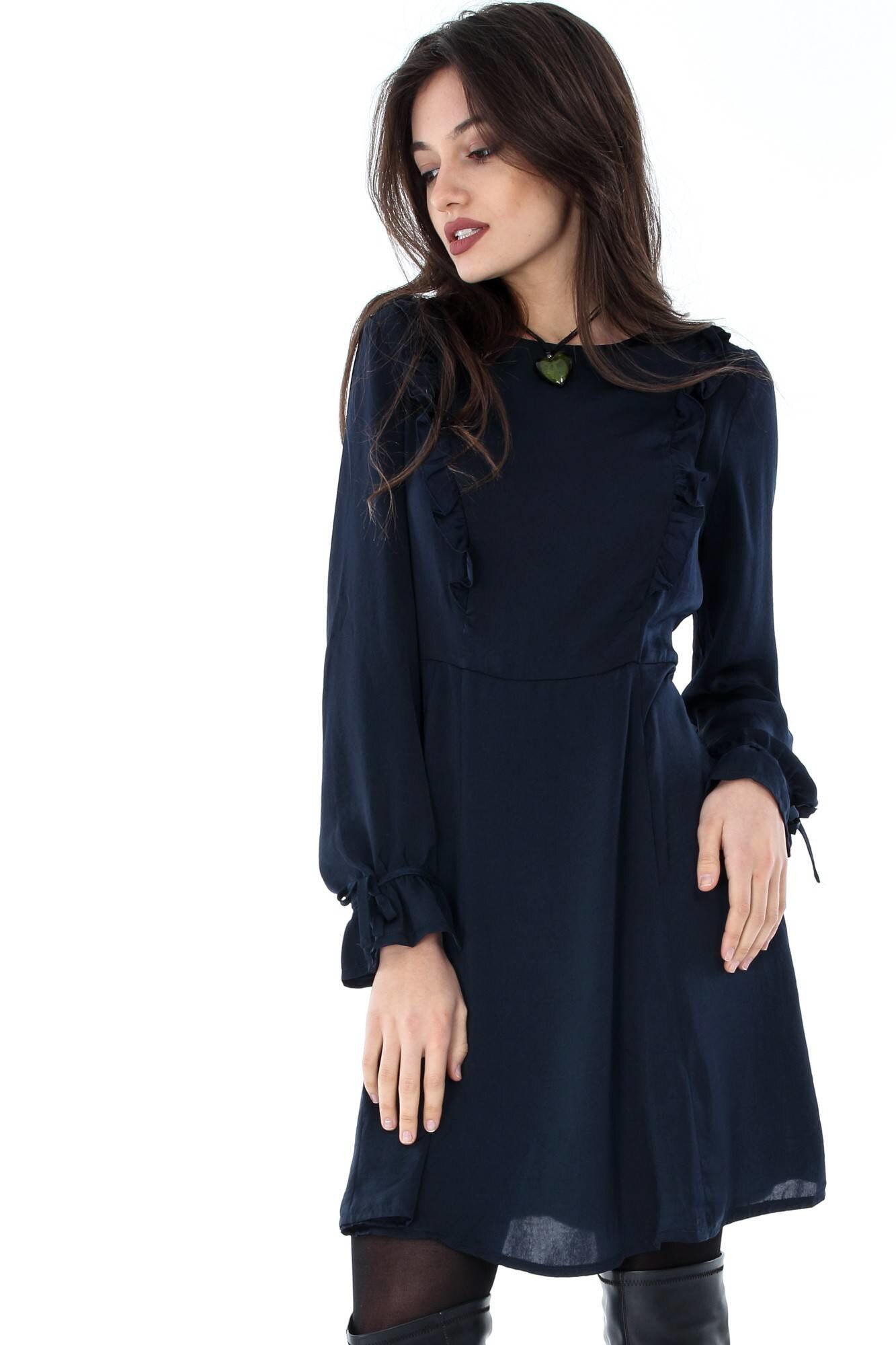 Rochie bleumarin , ROH , cu volane, 42