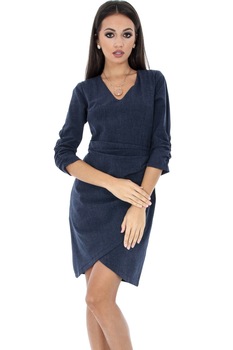 Rochie bleumarin, ROH, cu maneci incretite, 44 Rochie bleumarin, ROH, cu maneci incretite, 44