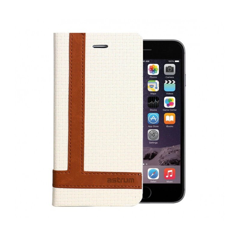 Husa Flip Carte Stand Astrum FC TEE RO Apple iPhone 6/6s Plus Alb