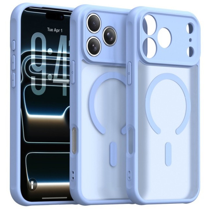 Husa Compatibila Cu iPhone 18 Pro, Upzz® Halo, Magsafe, Protectie Sporita, Design Premium, Super Rezistenta, Light Blue