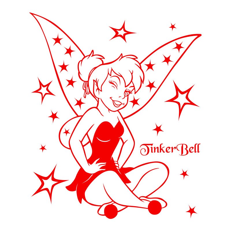 Sticker Decorativ - SMAER - Clopotica/ Tinker Bell - 120cm x 100cm - Rosu