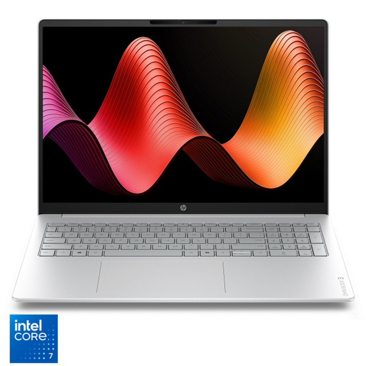 Laptop HP OmniBook 3 16-bu0000nnx cu procesor Intel® Core™ 7 350 pana la 4.80 GHz, 16", 2K, IPS, 12GB RAM, 512GB SSD, Intel® Graphics, Free DOS, Glacier Silver