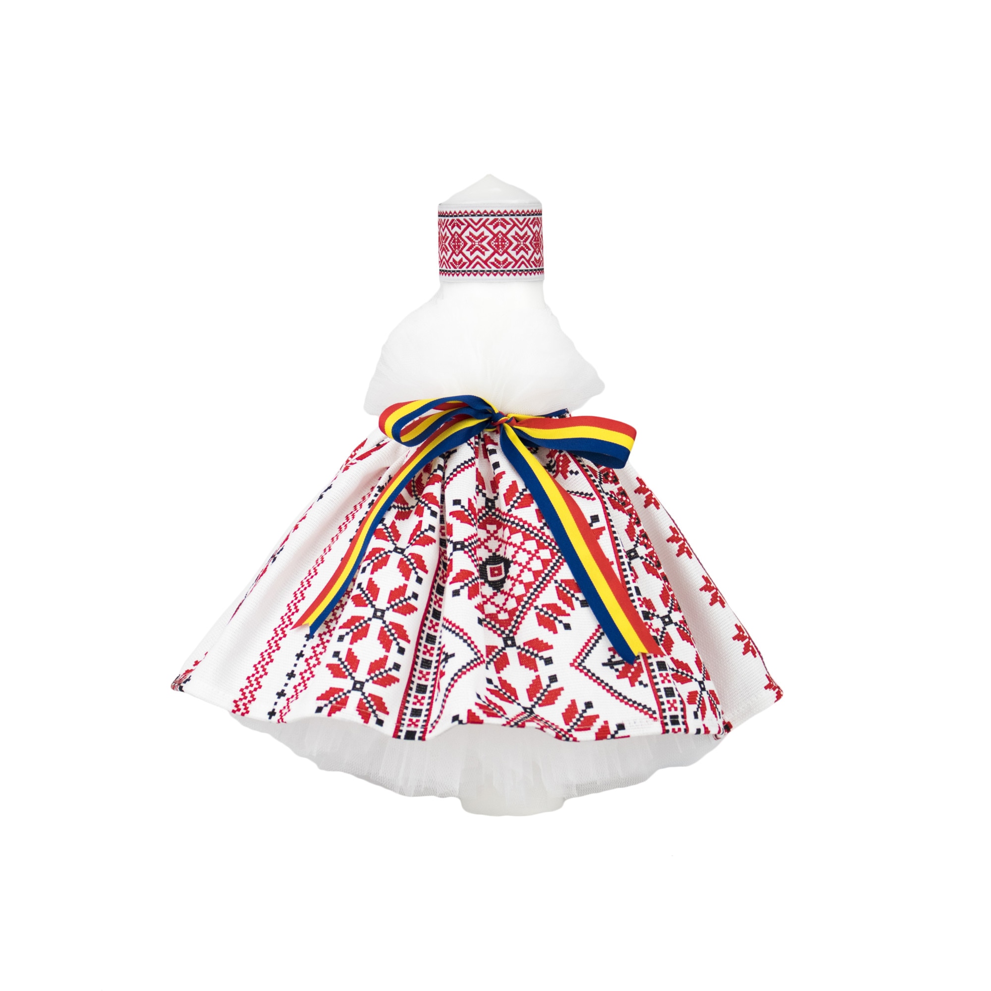 Lumanare botez traditionala rosie cu tricolor