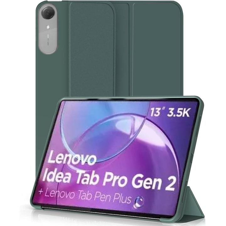 Husa Ultra Slim pentru Lenovo Idea Tab Pro Gen 2 13.0" (2026), Silicon TPU, Smart Cover - Verde Marin