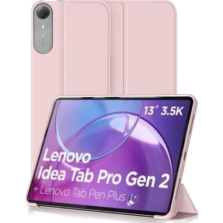 Husa Ultra Slim pentru Lenovo Idea Tab Pro Gen 2 13.0" (2026), Silicon TPU, Smart Cover - Roz