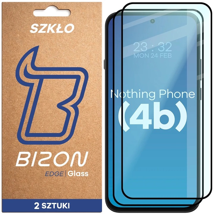 Set 2 folii sticla securizata Bizon Glass Edge compatibile cu Nothing Phone (4b), Negru