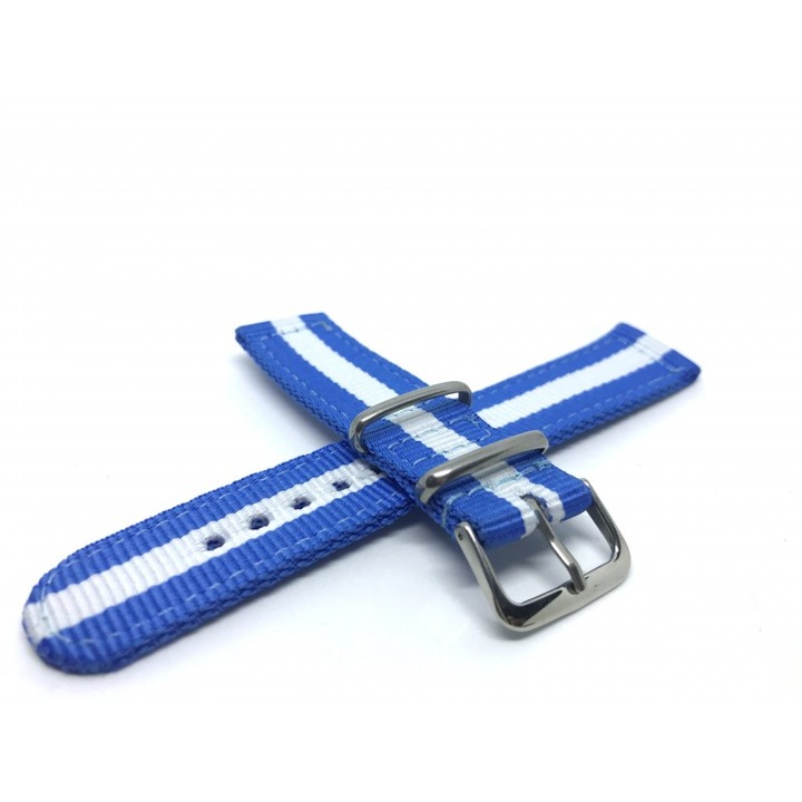 Curea ceas textil sport 2bleu/alb
