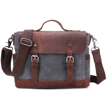 Geanta de umar barbateasca URBAN BAG Goteborg Gri din piele naturala si material textil impermeabil pentru barbati Geanta de umar barbateasca URBAN BAG Goteborg Gri din piele naturala si material textil impermeabil pentru barbati