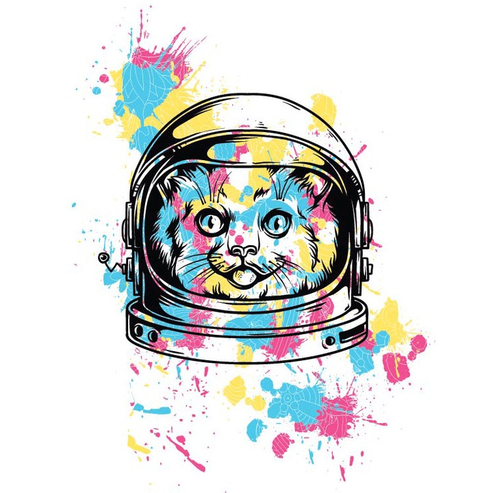 Tricou Space cat barbati negru, M