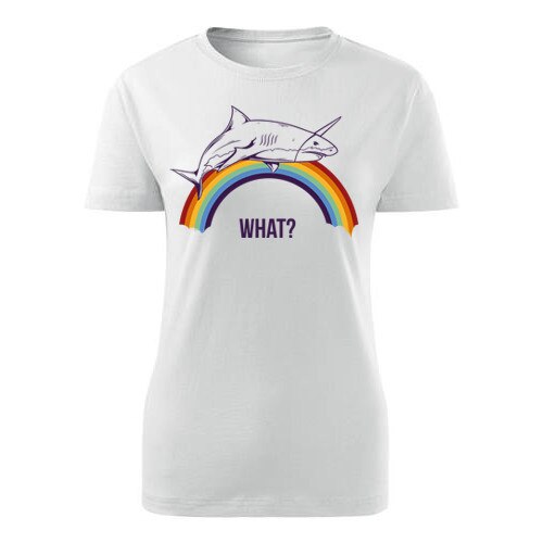 Tricou Rainbow shark dama alb, XS
