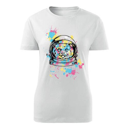 Tricou Space cat dama alb, M