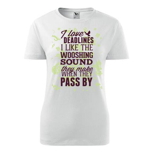 Tricou Deadlines dama alb, S