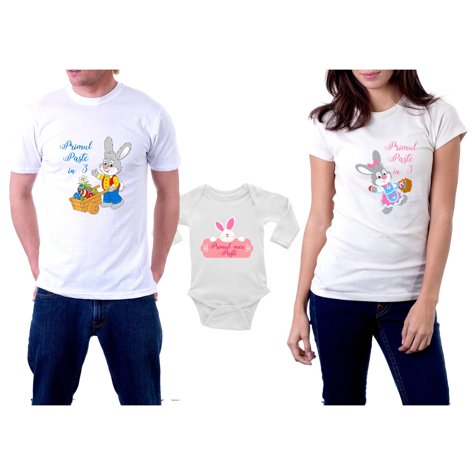 Set tricouri personalizate DKP Studio bumbac alb S si L si 68 cm