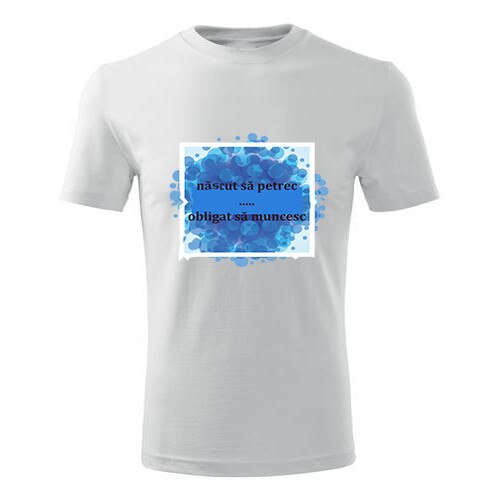 Tricou Nascut sa petrec barbati alb, S