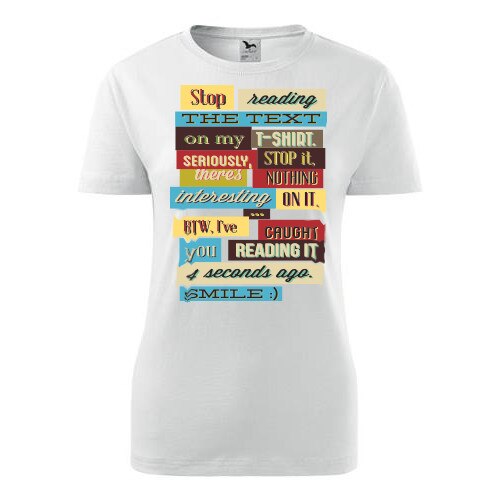 Tricou Stop reading dama alb, M