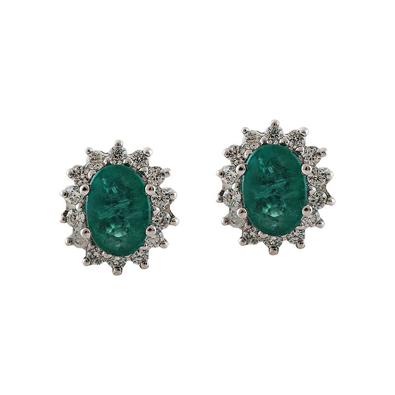 Cercei Deruvo Aur 18k Diamante, Smaralde