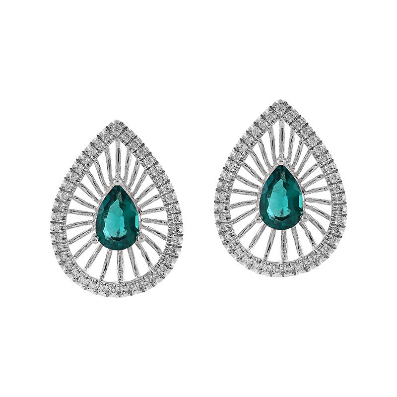 Cercei Deruvo Aur 18k Diamante, Smaralde E24412CEMWN-W