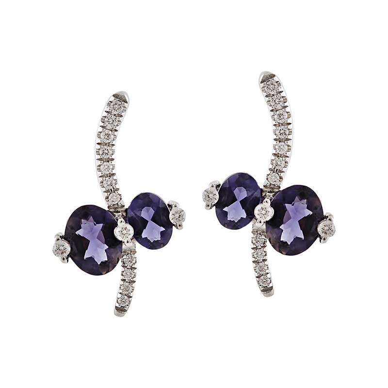 Cercei Deruvo Aur 18k Diamante, Iolite E24620IOWN-W