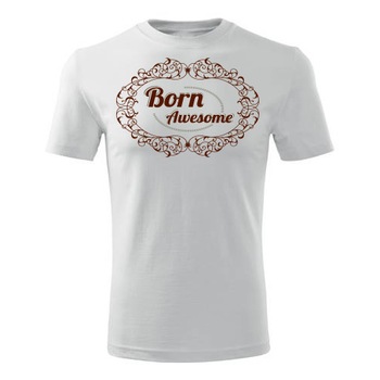 Tricou Born Awesome barbati alb, S Tricou Born Awesome barbati alb, S